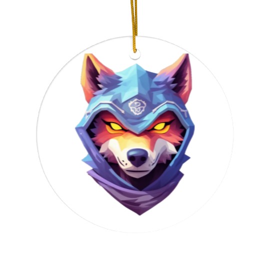 Hooded Alpha Wolf Ninja: Leader of the Night Ceramic Ornaments