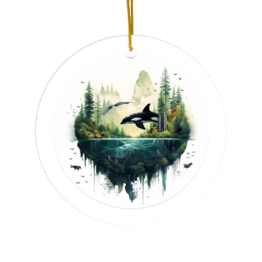 Orca SeaScape Ceramic Ornaments