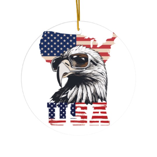 gift idea bald eagle american flag Ceramic Ornaments