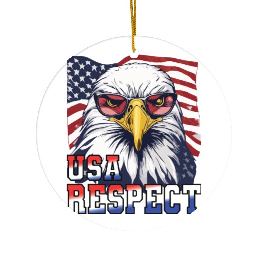 gift idea bald eagle american flag Ceramic Ornaments