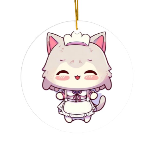 Yuki Kawaii Cat Maid Anime Manga Ceramic Ornaments