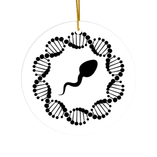 DNA strand in circle with sperm seed Ceramic Ornaments