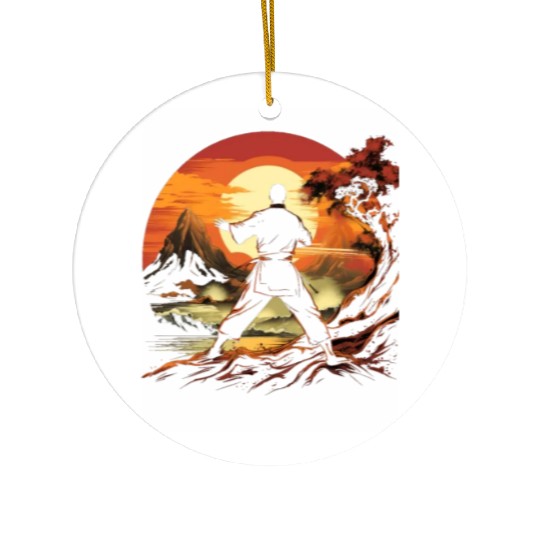 Karate Taekwondo Fighter Martial Arts Sunset Ceramic Ornaments