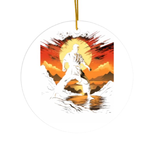 Karate Taekwondo Fighter Martial Arts Sunset Ceramic Ornaments