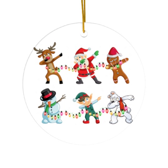 Funny Dabbing Santa And Friends Ceramic Ornaments Christmas