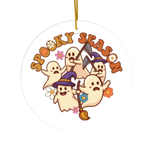 Halloween Spooky Season Boo Ghost Grim Reaper Ceramic Ornaments