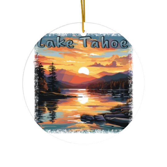 Grunge Sunset: Vacation at Lake Tahoe, Ceramic Ornaments