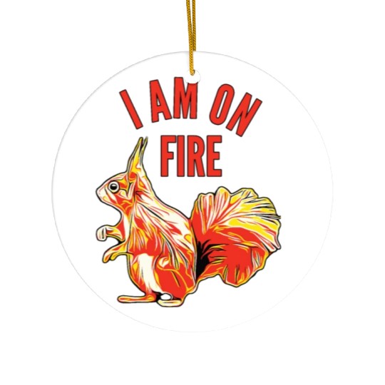 Squirrel I am on Fire Ceramic Ornaments