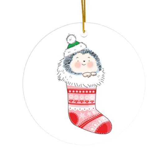 Holly Jolly Hedgehog Ceramic Ornaments