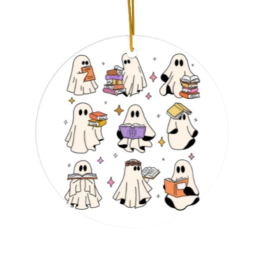 Teacher Halloween Ghost Read Books Reading Teacher Ceramic Ornaments