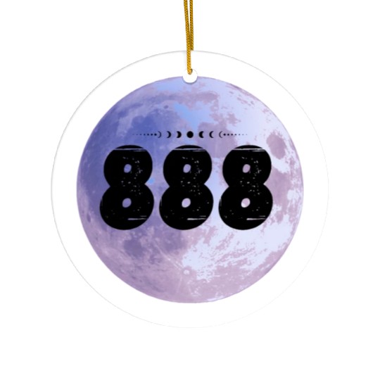 Purple Moon Angel Numbers 888 Ceramic Ornaments