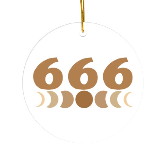 Moon Cycle Brown Angel Numbers 666 Ceramic Ornaments