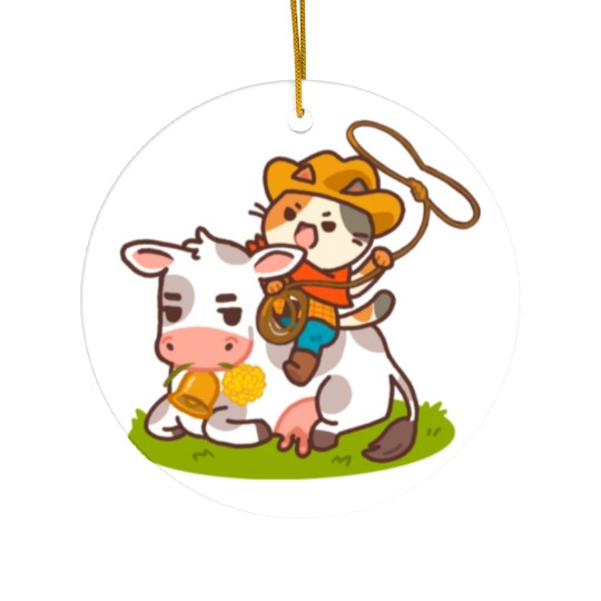 Meow Dy Yeehaw Cowboy Cat Ceramic Ornaments