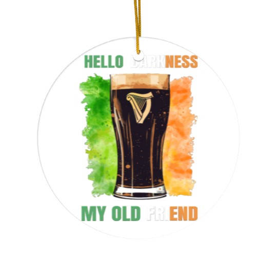 Hello Darkness My Old Friend Irish Stout Ceramic Ornaments