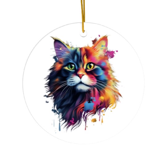 Color Explosion Persian Cat Art Ceramic Ornaments