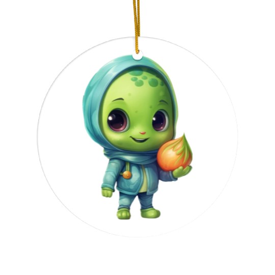 Sweet Alien Onion: Veggie Enchantment Ceramic Ornaments