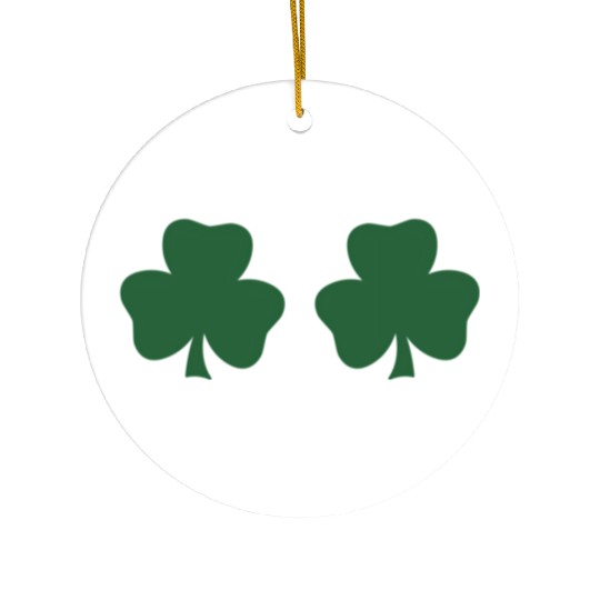 St Patricks Day Shamrock Breasts Boobs Ceramic Ornaments