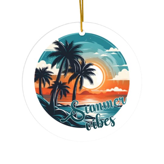 Vintage Summer Vibes Ceramic Ornaments