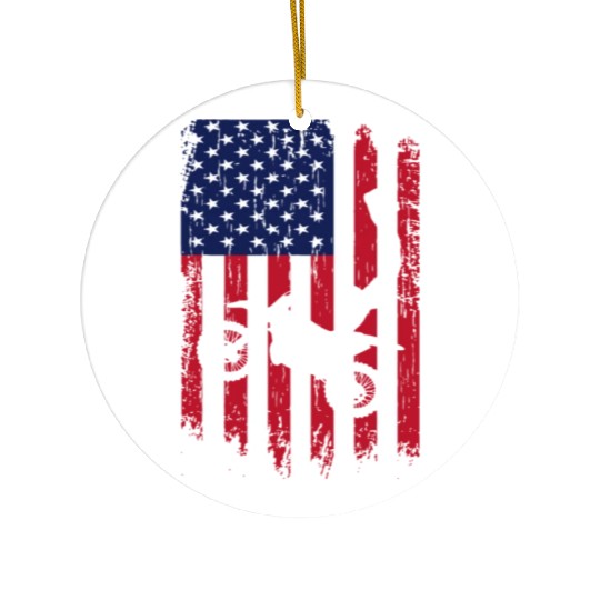Supercross Freestyle Motocross American Flag Ceramic Ornaments