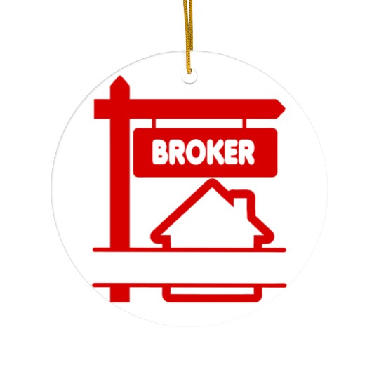 Red Logo Broker with text space Ceramic Ornaments