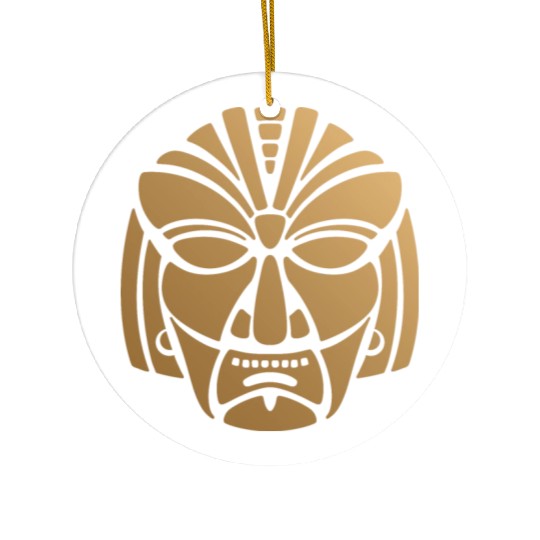 Aztec & Mayan Mask Logo: Minimalist Design Ceramic Ornaments