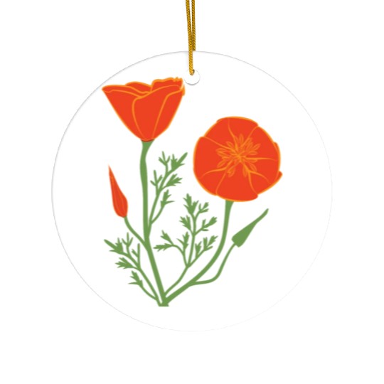 California Poppies on Clear Background Ceramic Ornaments