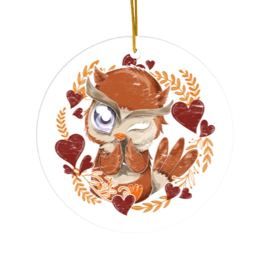 Animal Wise Bird Heart Gift Cute Owl Ceramic Ornaments