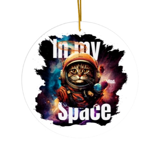 In my Mind Space Cat Astronaut Animal Pet Lover Ceramic Ornaments