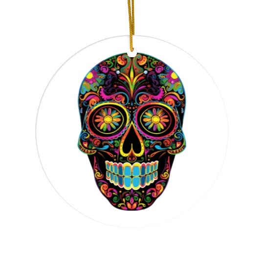 Neon Sugar Skull: Jack Skellington Design Ceramic Ornaments