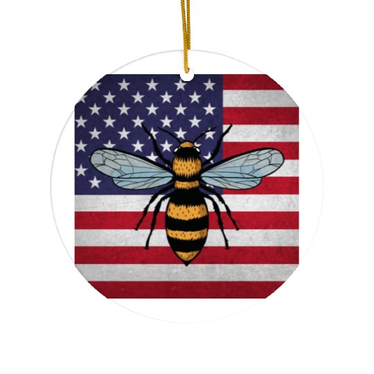 Beekeeper Beekeeping Us Flag Ceramic Ornaments