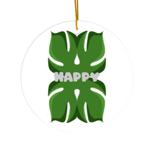 Tropical Leaf Happy Graphic Ceramic Ornaments