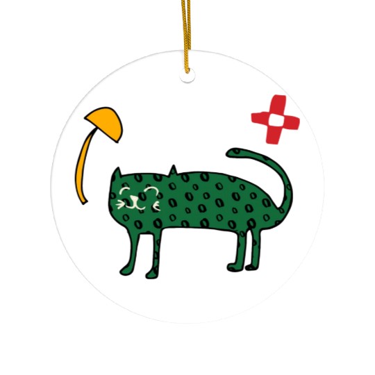 Spring Cute Green Cat Ceramic Ornaments