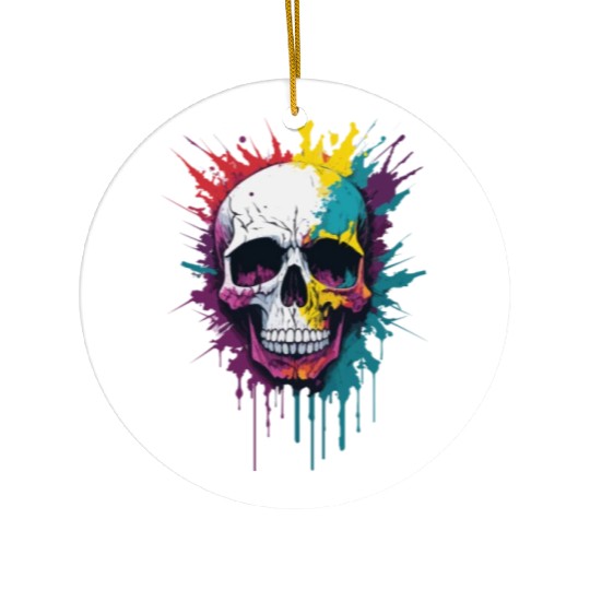 Colorful skull pain splash Ceramic Ornaments