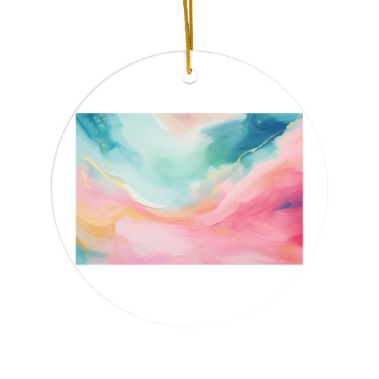 Abstract Pink Wave Painting Ceramic Ornaments