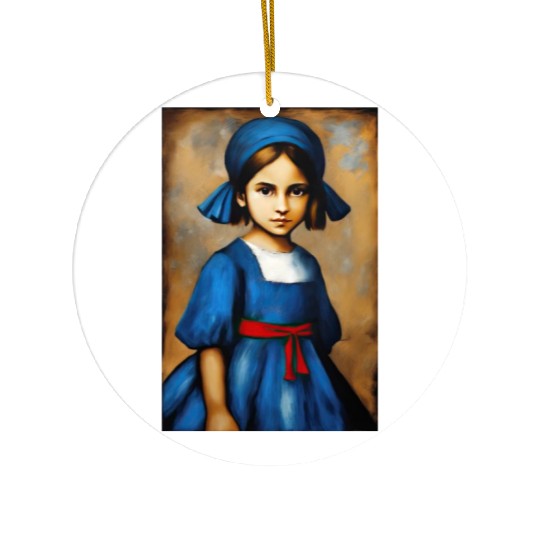 Girl in Blue Dress Ceramic Ornaments