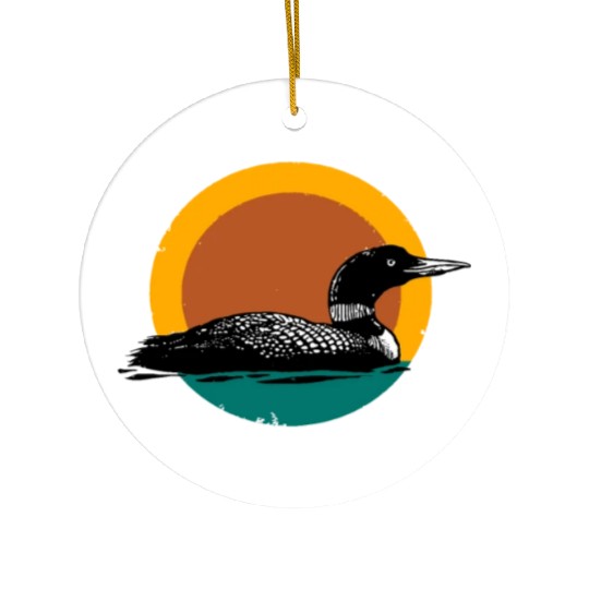 Loon Sunset Faded Look with Retro Colors Ceramic Ornaments