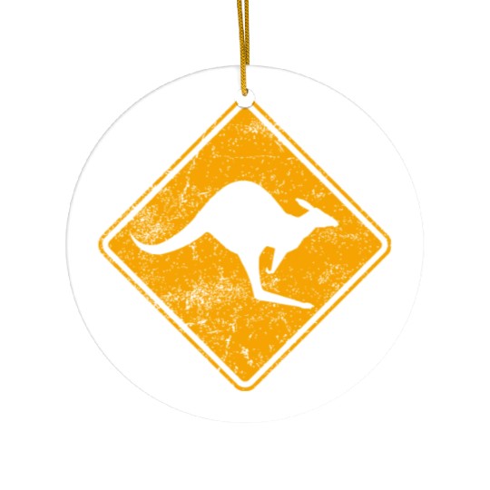 Outback Kangaroo Crossing Road Sign Ceramic Ornaments