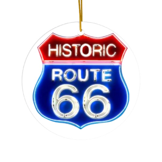 Route 66 neon sign Ceramic Ornaments