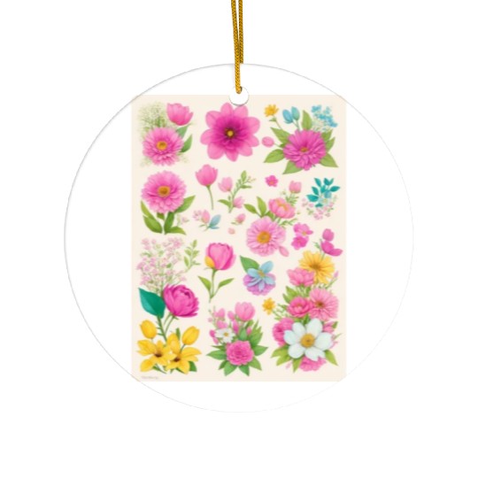 Buttercup and Marigold Spring Flowers Ceramic Ornaments