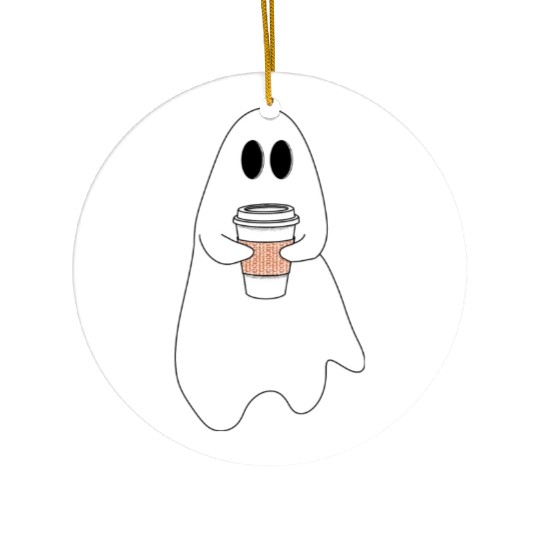 Ghost with latte Ceramic Ornaments