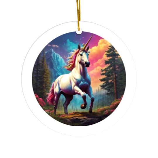 Rainbow Unicorn Ceramic Ornaments