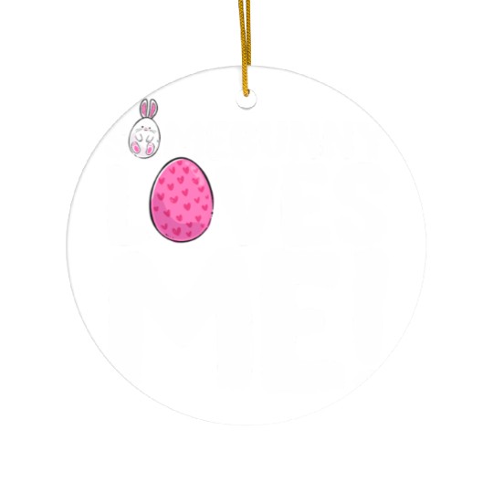 Somebunny Loves Me Easter Bunny Egg Quote Ceramic Ornaments