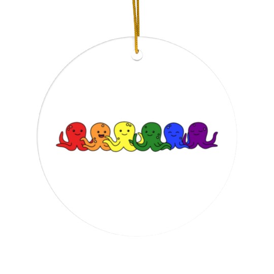 LGBT+ Flag Octopus Design for proud LGBT+ People Ceramic Ornaments