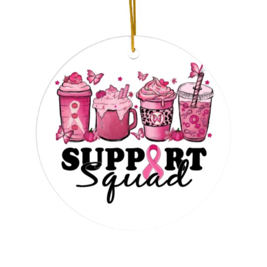 breast cancer coffee support squad Ceramic Ornaments