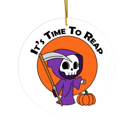 It's Time To Reap Halloween Spooky Grim Reaper Ceramic Ornaments