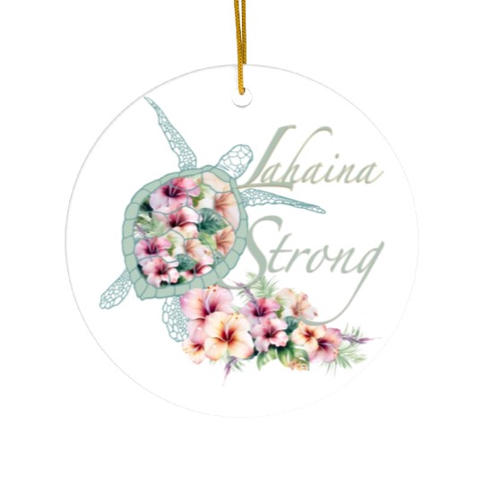 Lahaina Strong: Hibiscus and Sea Turtle Ceramic Ornaments