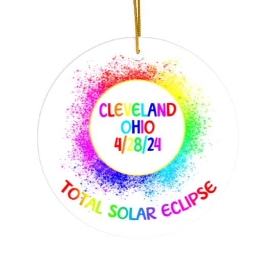 Total Solar Eclipse Cleveland Ohio 4/28/24 Kids Ceramic Ornaments