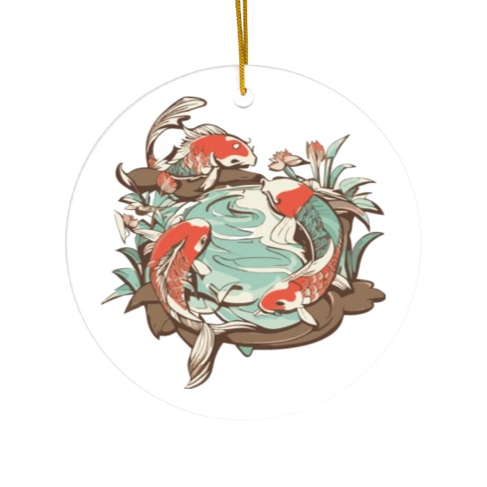 Tranquil Oasis: Koi Pond Serenity Ceramic Ornaments