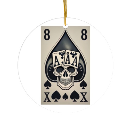 card with skeleton head (halloween design) Ceramic Ornaments