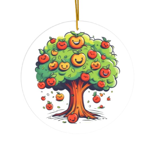Apples Tree Fruit Orchard Apple Picking Cute Ceramic Ornaments